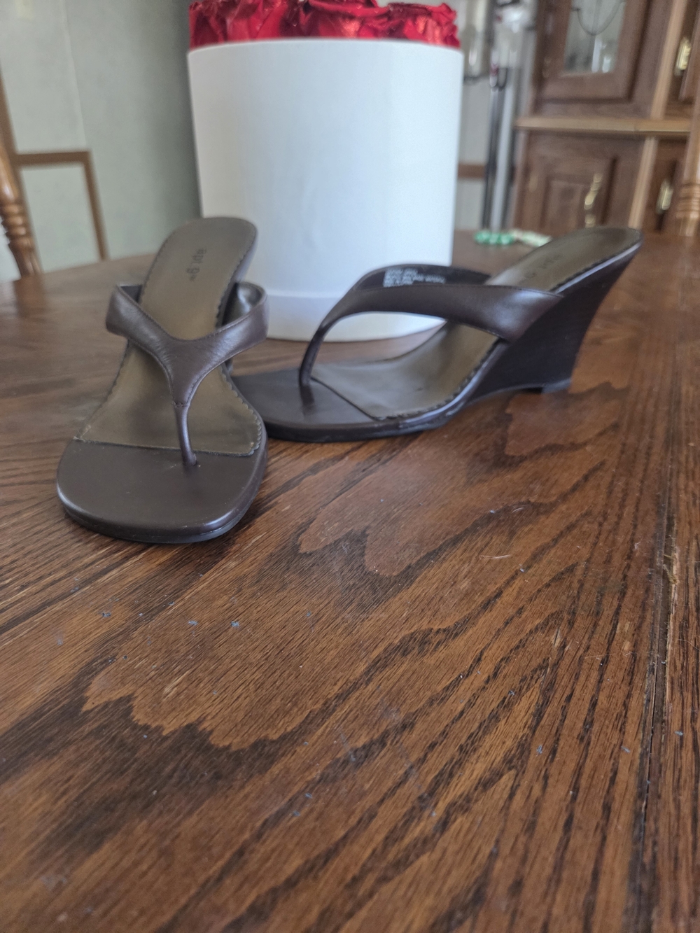 Apt. 9 Brown Wedge Thong Sandals